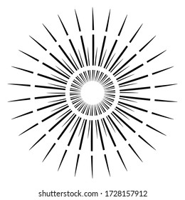 Sunburst rays retro design elements isolated on a white background. Starbursts circles. Vintage Sunburst Design. Vector illustration.