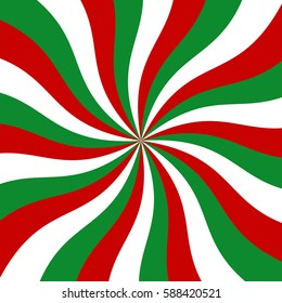 Sunburst red, green and white vector background. Abstract swirl graphic design for wallpaper, banner and backdrop.