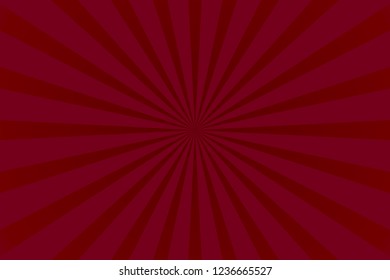 Sunburst red rays pattern. Radial sunburst ray background vector illustration.