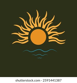 Sunburst Reflection Over water vector