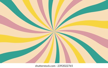 Sunburst retro 60s 70s abstract colorful background. Vector illustration