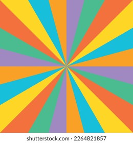 Fondo de los años 70 retro de Sunburst. Ilustración vectorial.