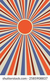 Sunburst retro abstract background, sun retro design background