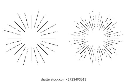 Sunburst Retro Dash Lines Radial Vector. Sunburst Or Starburst Element Set. vector illustration eps file. 