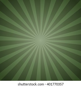 Sunburst  Retro green. Vector illustration