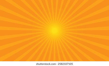 Sunburst retro sun rays orange background. Abstract star burst summer background. Vector illustration