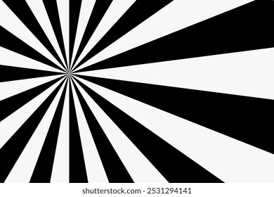 Sunburst retro sun rays white black background