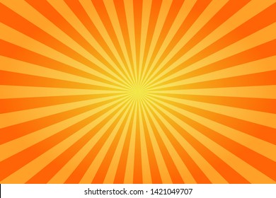 Sunburst retro sun rays yellow background. Abstract summer sunny. Vintage radial texture. EPS 10