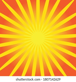Sunburst retro sun rays yellow background. vector illustration