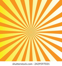 Sunburst retro sun rays yellow background. Abstract summer sunny. Vintage radial texture. Vector illustration. Eps file 571.