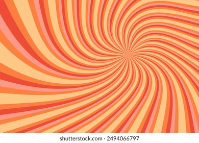 Sunburst retro vibes graphic print groovy background 60s 70s. Groovy 70s background with twisted sunburst