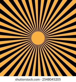 Éclat de soleil rétro vibes impression graphique arrière-plan grunge années 60-70. Explosion motif de texture étoile abstraite, arrière-plan abstrait. Fractale Image vectorielle arrière-plan éclat rétro orange et noir soleil éclat arrière-plan vintage.