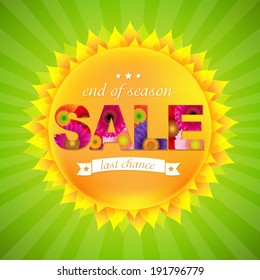Sunburst Sale Background, With Gradient Mesh, Vector Illustration