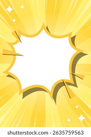 Sunburst, Scream Bubble Frame Background, Concentration Line, Sparkle Effect Decoration, Comic Style, Vertical