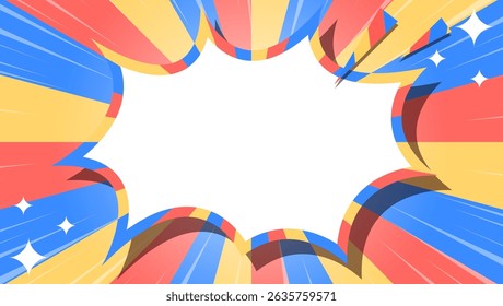 Sunburst, Scream Bubble Frame Background, Concentration Line, Sparkle Effect Decoration, Comic Style