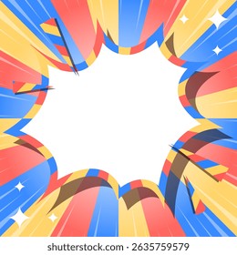 Sunburst, Scream Bubble Frame Background, Concentration Line, Sparkle Effect Decoration, Comic Style, Square Size