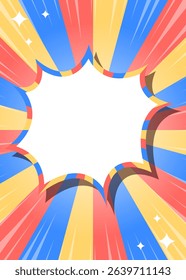 Sunburst, Scream Bubble Frame Background, Concentration Line, Sparkle Effect Decoration, Comic Style, Vertical