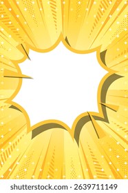Sunburst, Scream Bubble Frame Background, Concentration Line, Sparkle Effect Decoration, Comic Style, Vertical