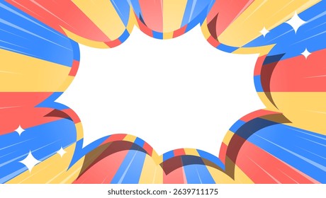 Sunburst, Scream Bubble Frame Background, Concentration Line, Sparkle Effect Decoration, Comic Style