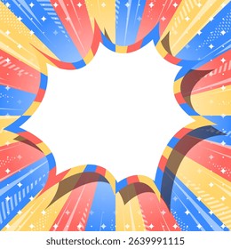 Sunburst, Scream Bubble Frame Background, Concentration Line, Sparkle Effect Decoration, Comic Style, Square Size