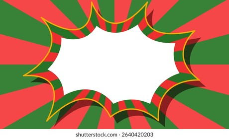 Sunburst, Scream Bubble Frame Background, Comic Style, Christmas colors