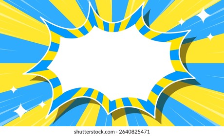 Sunburst, Scream Bubble Frame Background, Concentration Line, Sparkle Effect Decoration, Comic Style, Summer colors