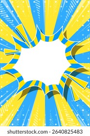 Sunburst, Scream Bubble Frame Background, Concentration Line, Sparkle Effect Decoration, Comic Style, Summer colors, Vertical