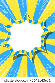 Sunburst, Scream Bubble Frame Background, Concentration Line, Sparkle Effect Decoration, Comic Style, Summer colors, Vertical
