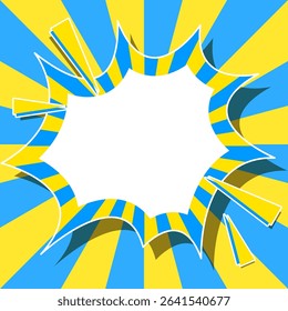 Sunburst, Scream Bubble Frame Background, Comic Style, Summer colors, Square Size