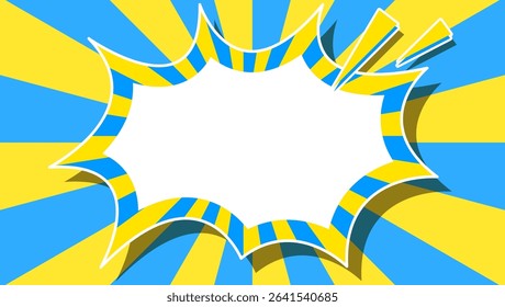 Sunburst, Scream Bubble Frame Background, Comic Style, Summer colors