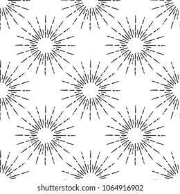 Sunburst seamless pattern. Bursting rays. Hand Drawn vector vintage background. Perfect for wrapping paper, fabric, textile etc