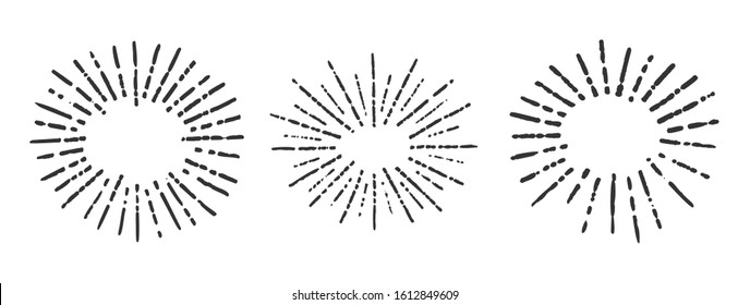 Sunburst set 3 style isolated on white background for logo, tag, stamp, t shirt, banner, emblem. Vector Illustration 10 eps