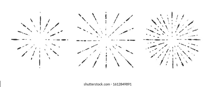 Sunburst set 3 style isolated on white background for logo, tag, stamp, t shirt, banner, emblem. Vector Illustration 10 eps
