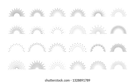 Sunburst set. Big collection sunburst best quality. Star, firework explosion, logo, emblem, tag. Web banner. Vector Illustration.