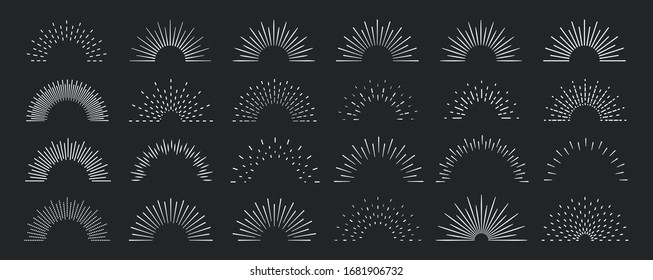 Sunburst set. Big collection sunburst best quality. Star, firework explosion, logo, emblem, tag. Web banner. Vector Illustration.