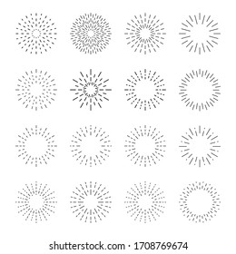 Sunburst set. Big collection sunburst best quality.  Web banner. Vector Illustration.