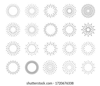 Sunburst set. Big collection sunburst best quality.  Web banner. Vector Illustration.