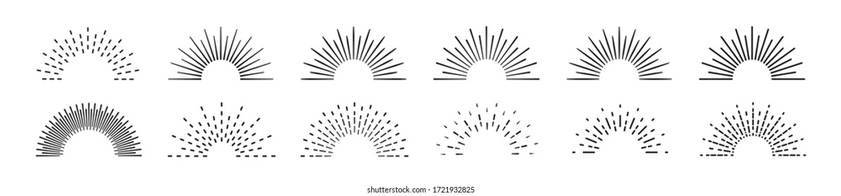 Sunburst set. Big collection sunburst best quality. Star, firework explosion, logo, emblem, tag. Web banner. Vector Illustration.