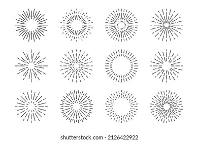 Sunburst set. Big collection sunburst best quality.  Web banner. Vector Illustration.