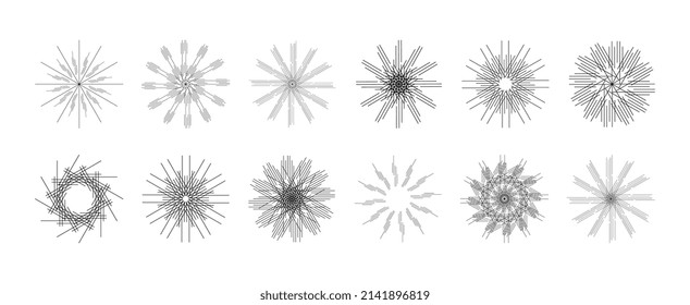 Sunburst set. Big collection sunburst best quality. Web banner. Vector Illustration.