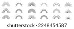 Sunburst set, bursting sun rays, fireworks, sun rays icons, shine and burst line