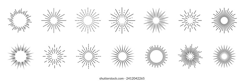 Sonnenbrand. Kollektion Sonnenbrand beste Qualität. Feuerwerksexplosion, Logo, Emblem, Anhänger. Vektorgrafik.