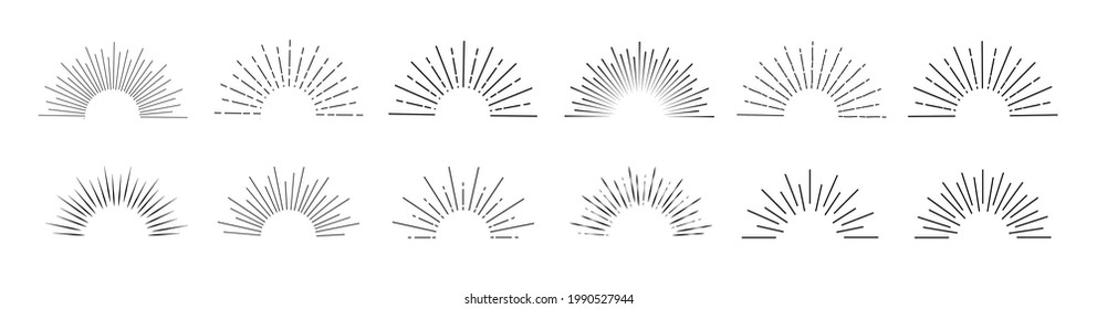 Sunburst set. Sunburst collection. Star, firework explosion, logo, emblem, tag. Web banner. Vector Illustration eps 10