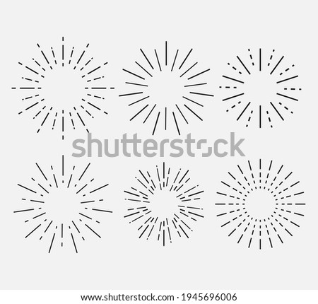 Sunburst set. Collection sunburst, star, firework explosion. Vector illustration. Eps 10.