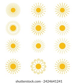 Sunburst set. Sunburst collection. yellow Bursting sun rays. Fireworks. Retro sunburst design. Sunburst best quality. Vector illustration