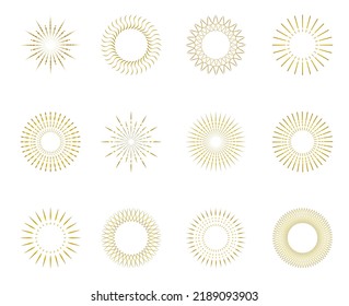 Sunburst set gold style. Sunlight logo icon emblem for your design .Vector illustration.