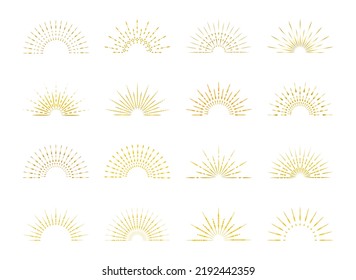 Sunburst set gold style. Sunlight logo icon emblem for your design .Vector illustration.