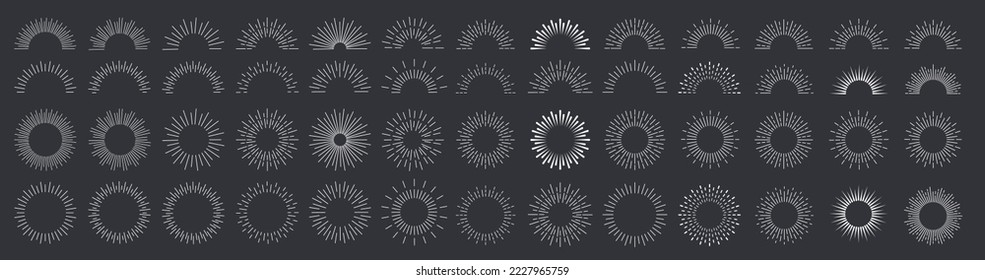 Sunburst set. Sunburst icon collection vector.Retro sunburst design.Big collection sunburst best quality. Star, firework explosion, logo, emblem, tag. Web banner. Vector illustration.