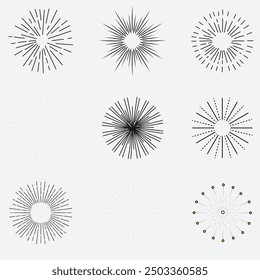 Sunburst set. Sunburst icon collection vector.Retro sunburst design.Big collection sunburst best quality. Burs.Sunrise rays light burst line shine sunshine sunbeam vintage border symbol