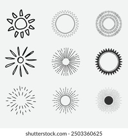 Sunburst set. Sunburst icon collection vector.Retro sunburst design.Big collection sunburst best quality. Burs.Sunrise rays light burst line shine sunshine sunbeam vintage border symbol